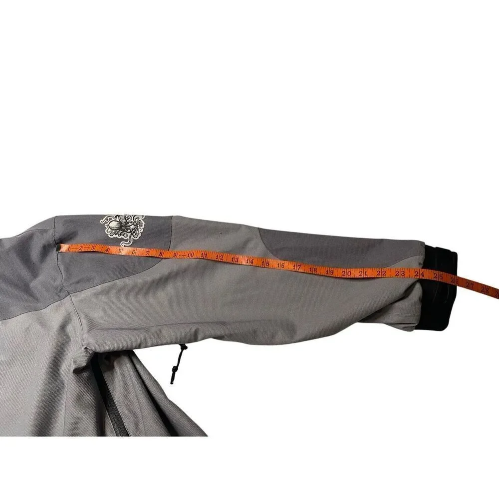 North America Branding Gray Softshell Jacket Men’s Large Hooded Octopus Patch
